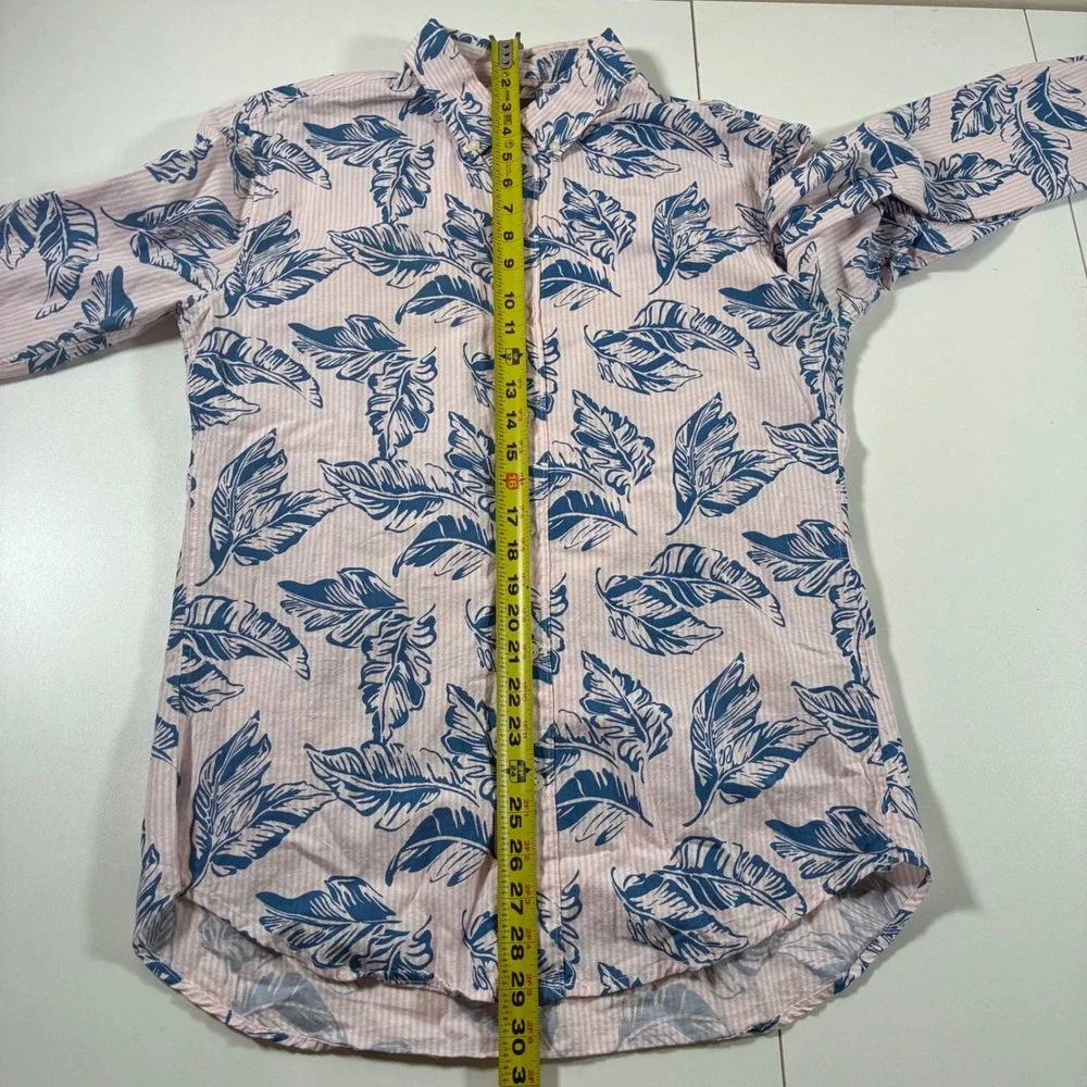 Bonobos Button Down Shirt Medium‎ Slim Pink Blue Tropical Floral All Over AOP